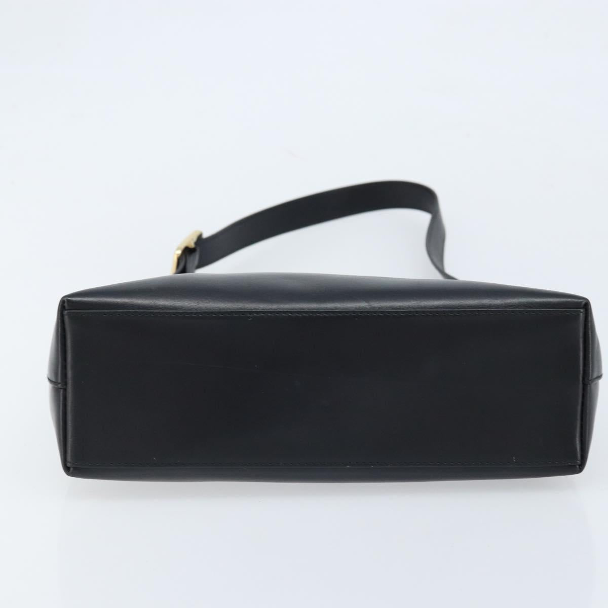 GUCCI Shoulder Bag Leather Black Gold 001 1998 1785 Auth 173859