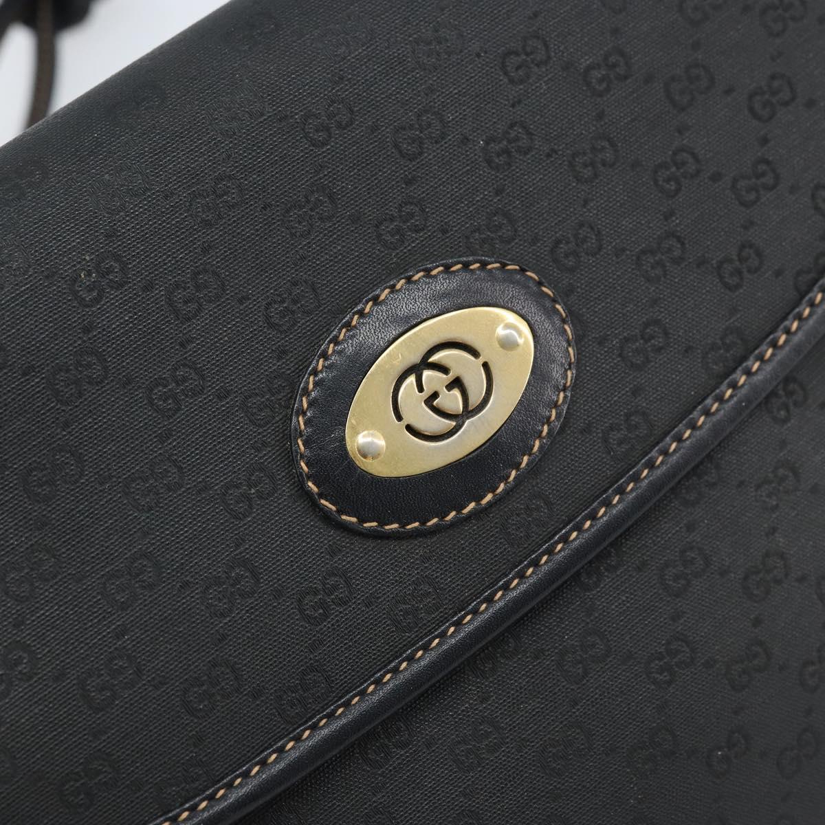 GUCCI Micro GG Supreme Shoulder Bag PVC Black Gold 007 92 5548 Auth 173860