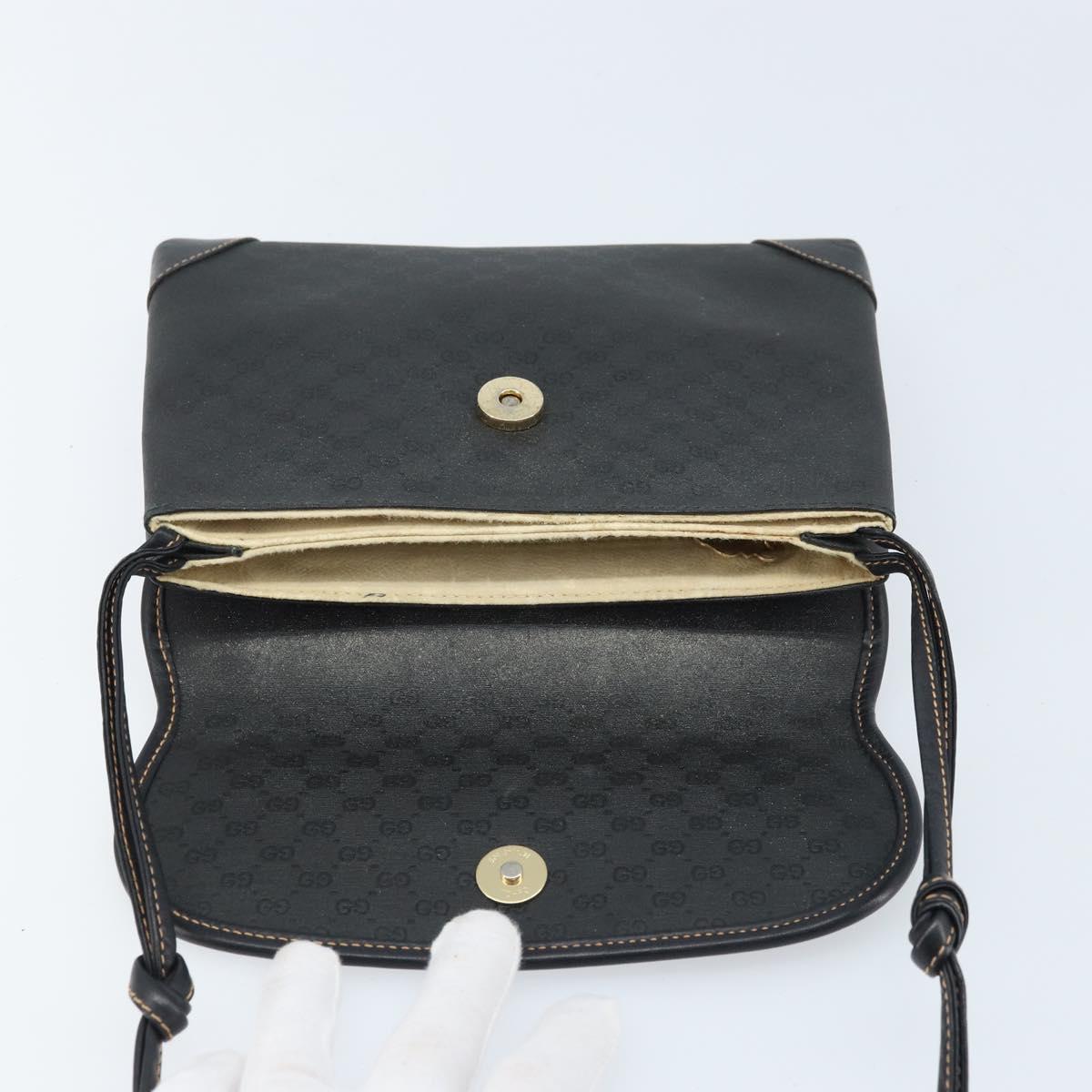 GUCCI Micro GG Supreme Shoulder Bag PVC Black Gold 007 92 5548 Auth 173860