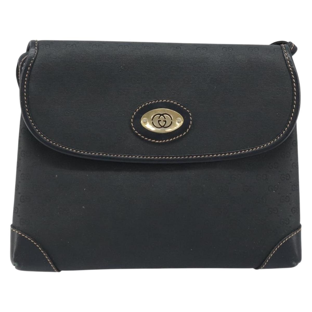 GUCCI Micro GG Supreme Shoulder Bag PVC Black Gold 007 92 5548 Auth 173860