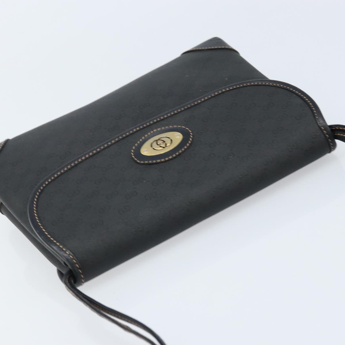 GUCCI Micro GG Supreme Shoulder Bag PVC Black Gold 007 92 5548 Auth 173860