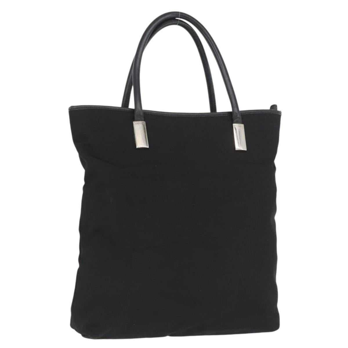 GUCCI Tote Bag Nylon Black Silver Auth 173861