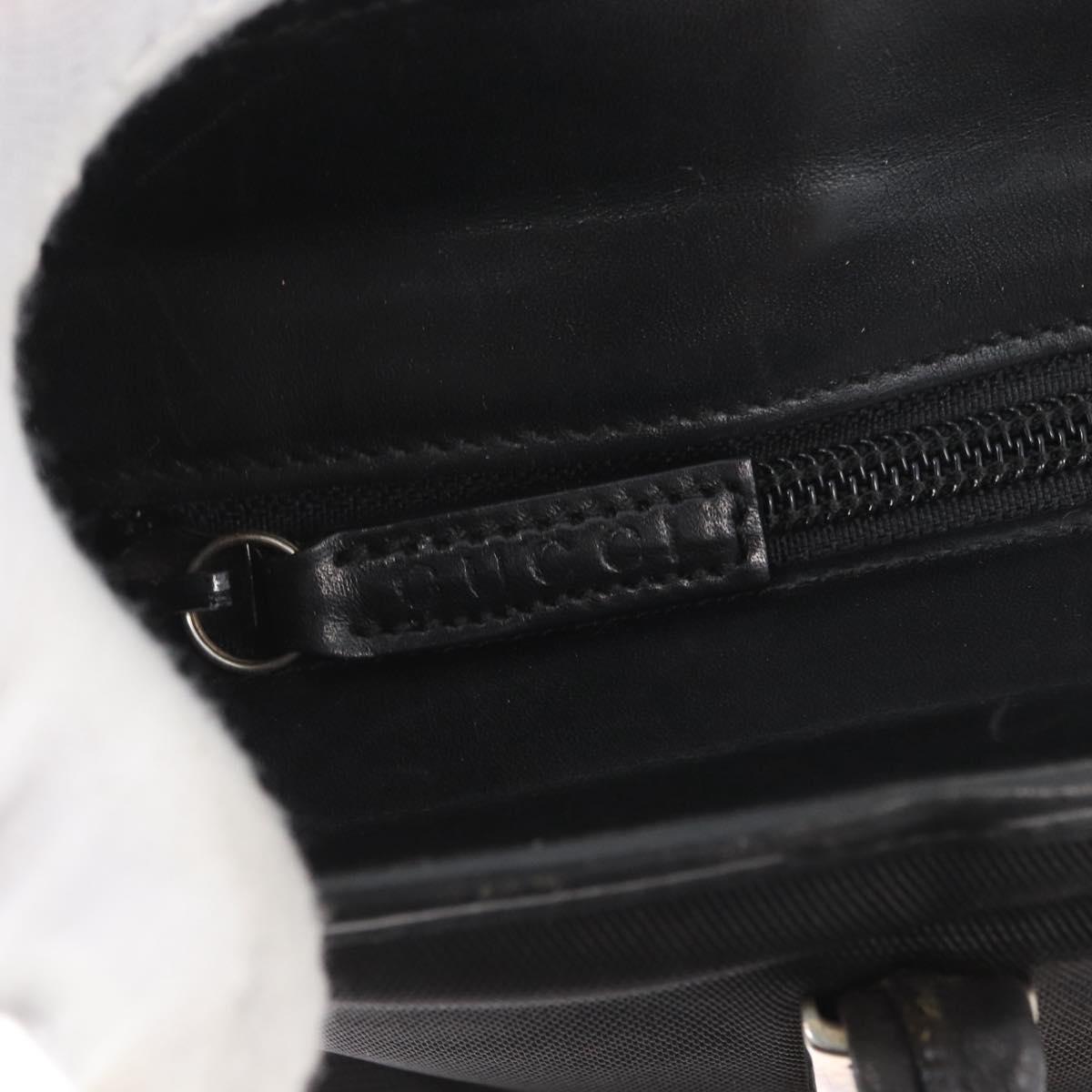 GUCCI Tote Bag Nylon Black Silver Auth 173861