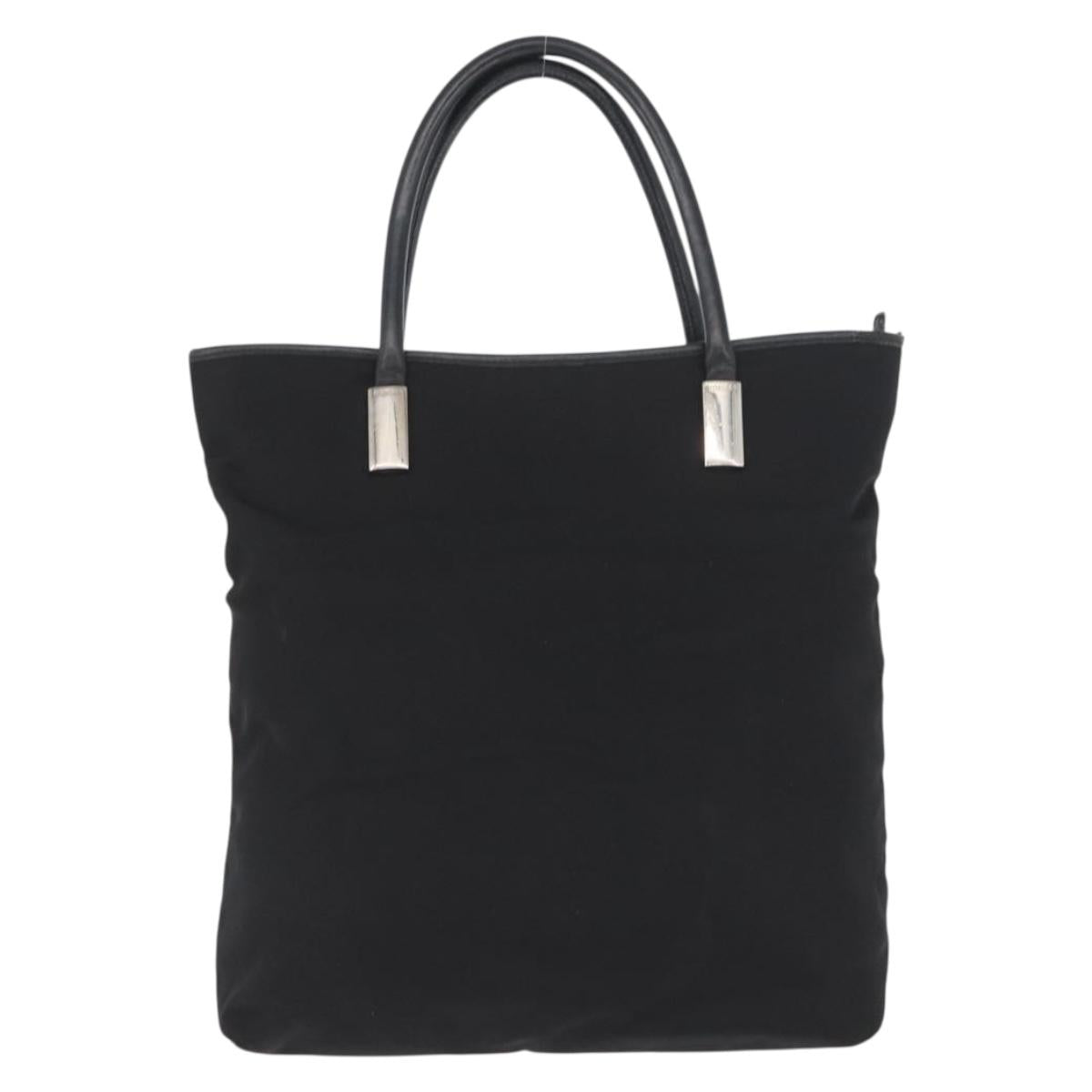 GUCCI Tote Bag Nylon Black Silver Auth 173861
