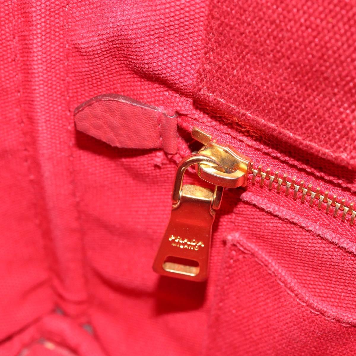 PRADA Canapa PM Hand Bag Canvas Red Gold Auth 173862