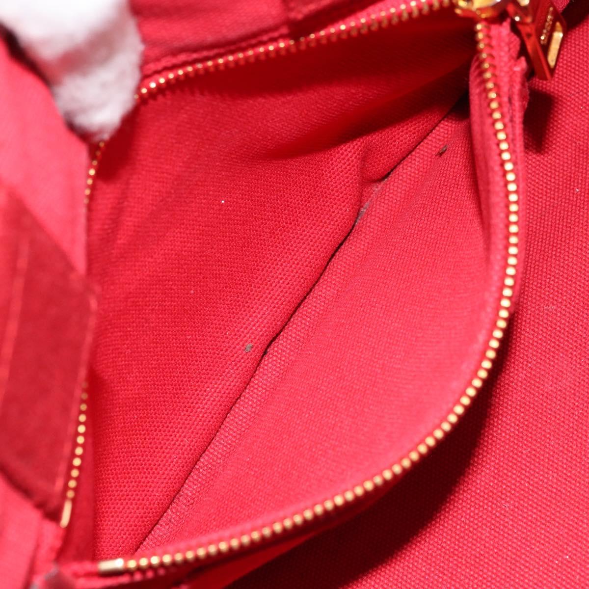 PRADA Canapa PM Hand Bag Canvas Red Gold Auth 173862