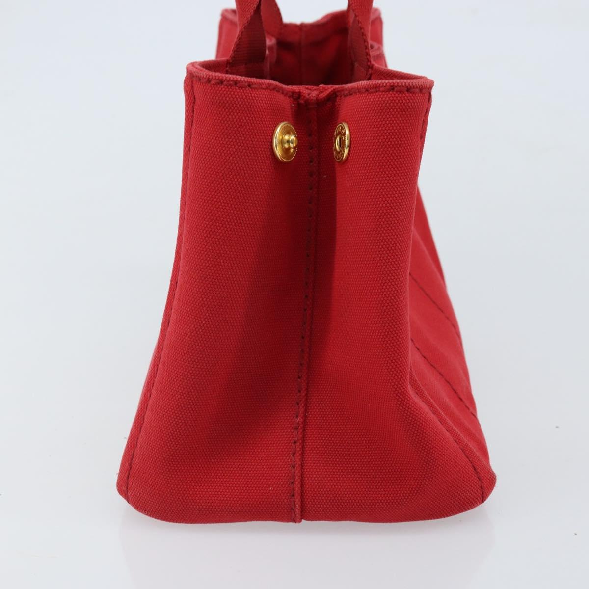 PRADA Canapa PM Hand Bag Canvas Red Gold Auth 173862
