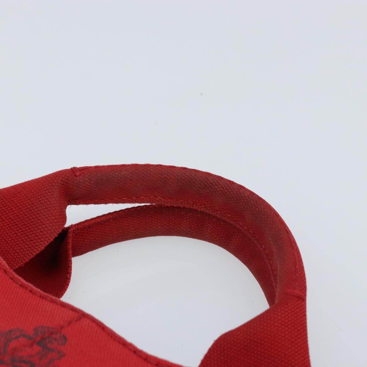 PRADA Canapa PM Hand Bag Canvas Red Gold Auth 173862