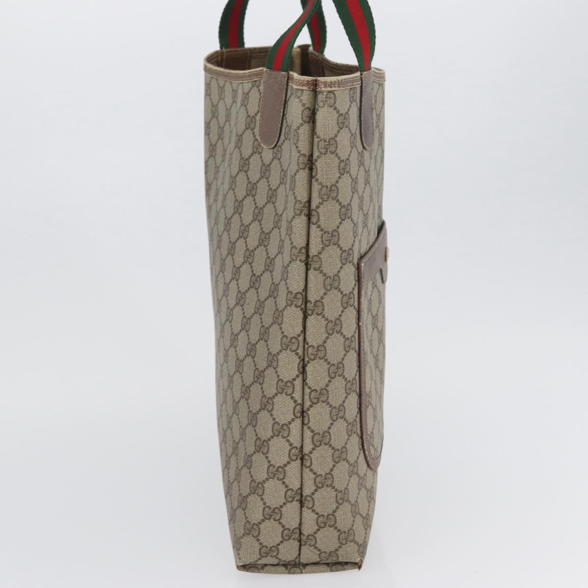 GUCCI GG Supreme Web Sherry Line Tote Bag PVC Beige Red 39 02 0031 Auth 173865