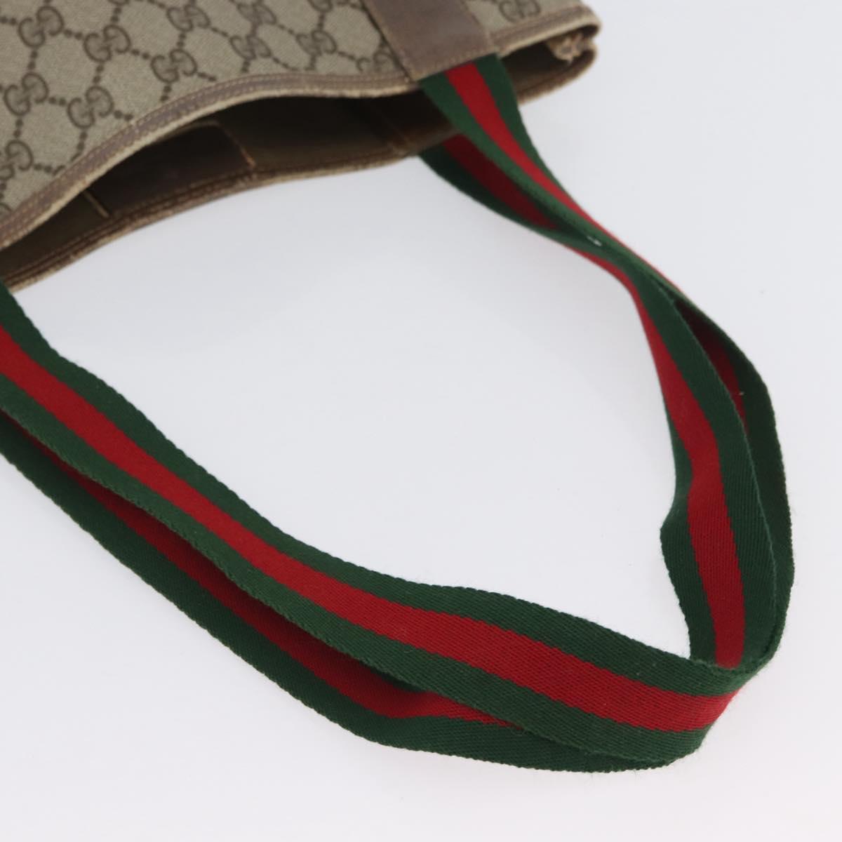 GUCCI GG Supreme Web Sherry Line Tote Bag PVC Beige Red 39 02 0031 Auth 173865
