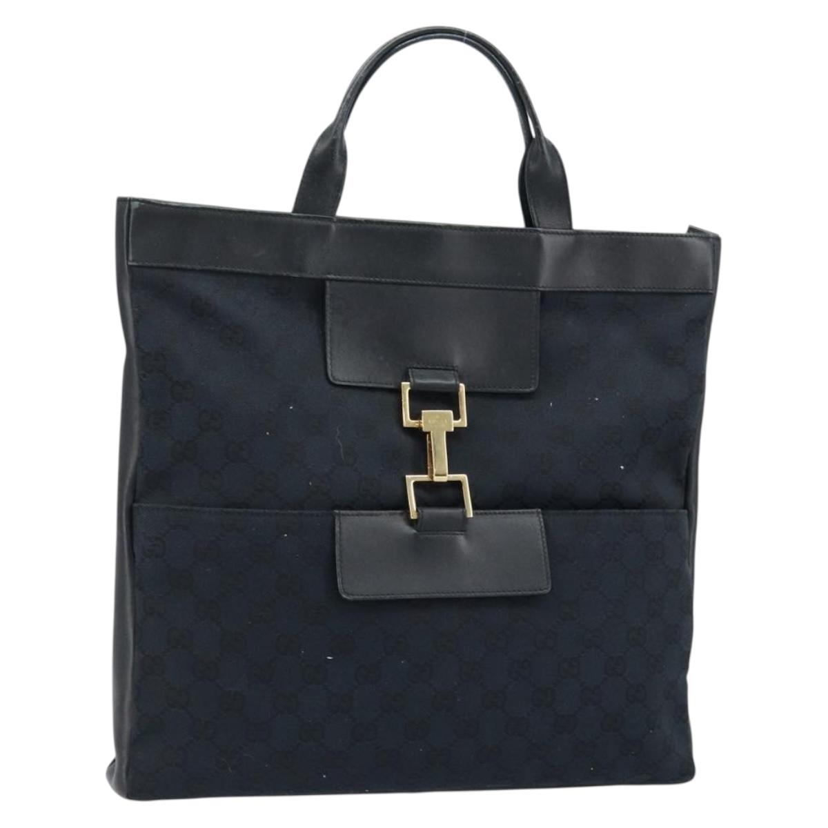 GUCCI GG Canvas Hand Bag Black Gold 001 4033 Auth 173867