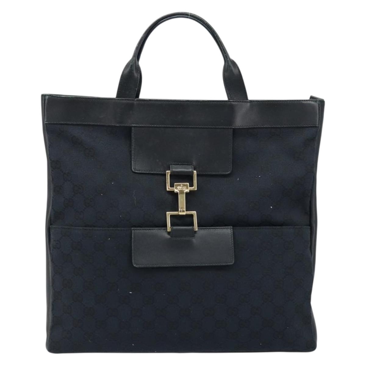 GUCCI GG Canvas Hand Bag Black Gold 001 4033 Auth 173867