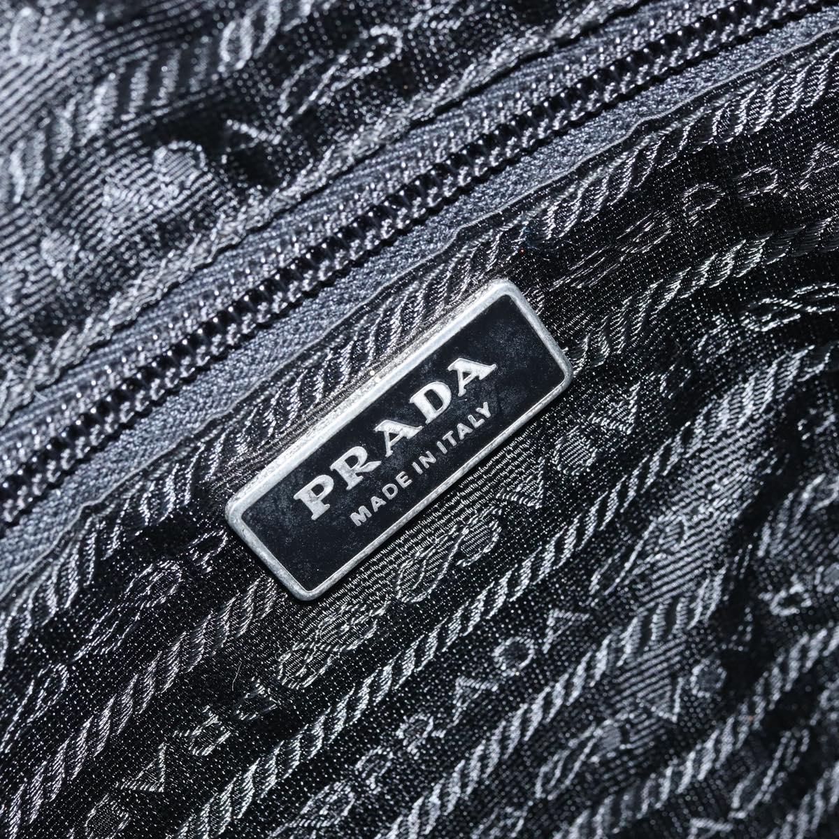 PRADA Shoulder Bag Nylon Black Silver Auth 173868