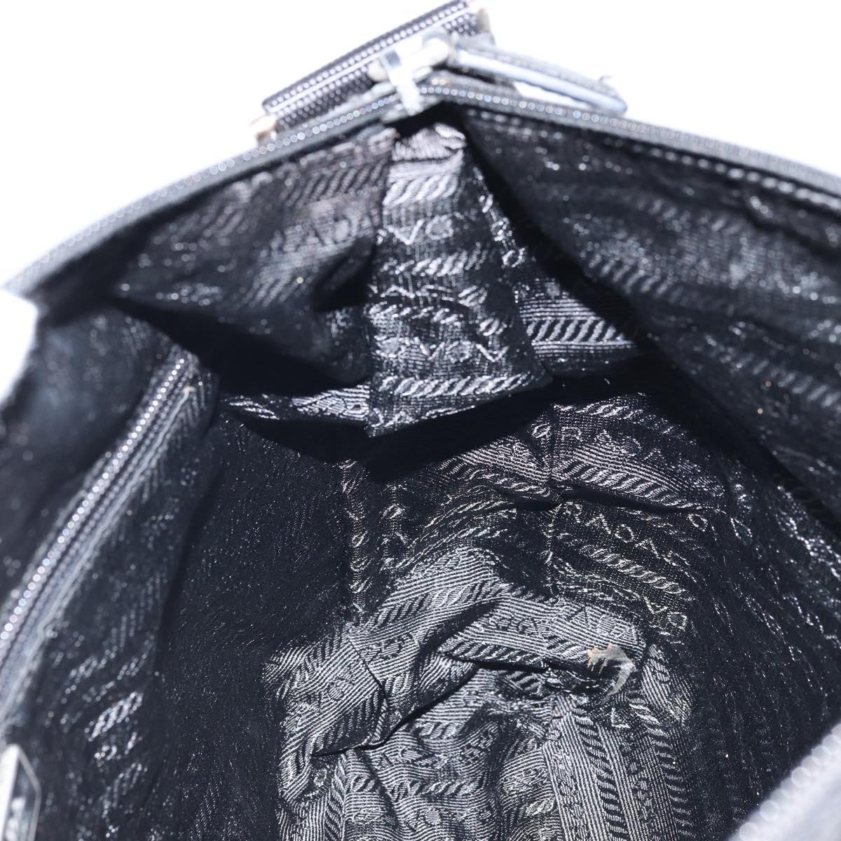 PRADA Shoulder Bag Nylon Black Silver Auth 173868