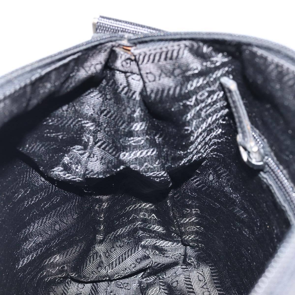 PRADA Shoulder Bag Nylon Black Silver Auth 173868