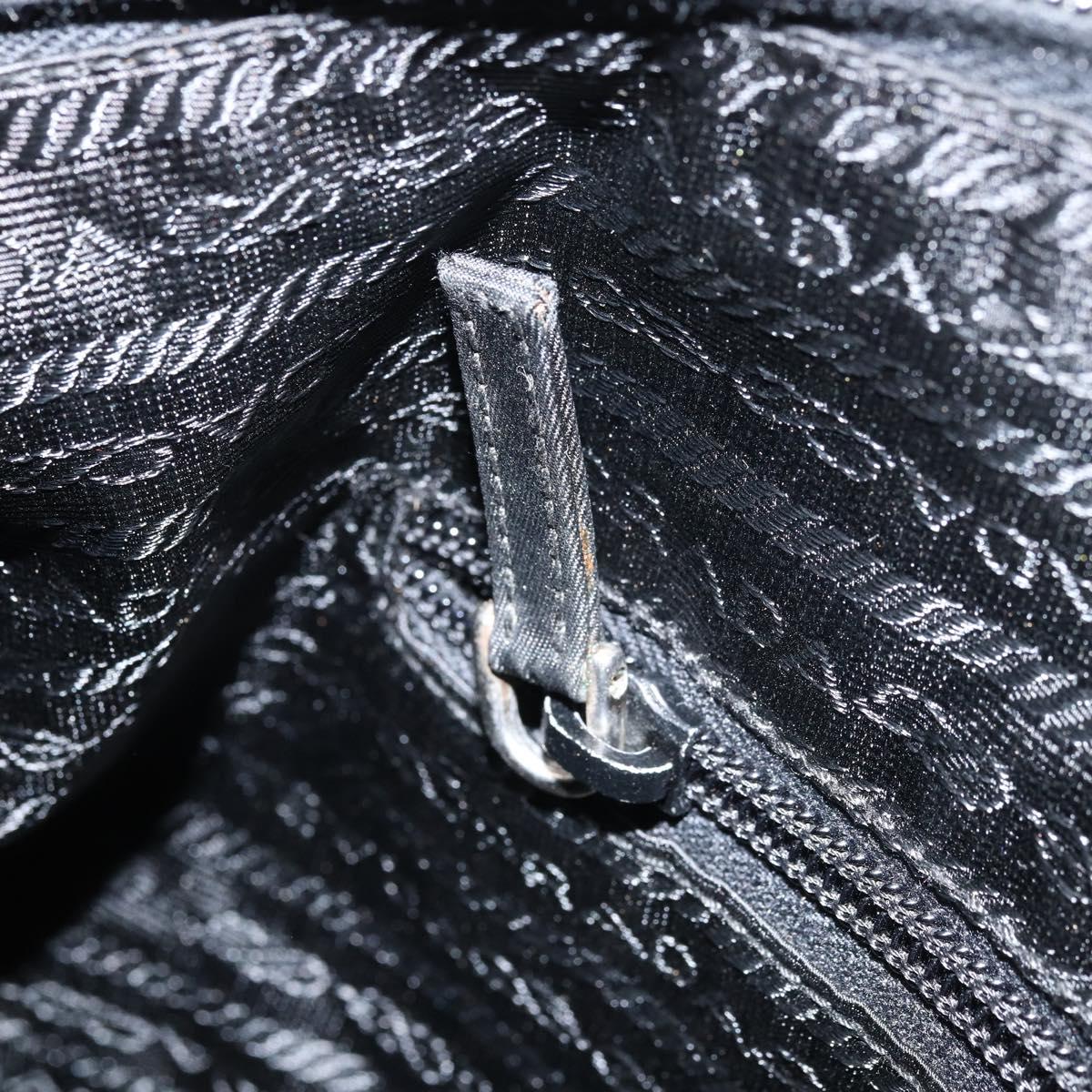 PRADA Shoulder Bag Nylon Black Silver Auth 173868