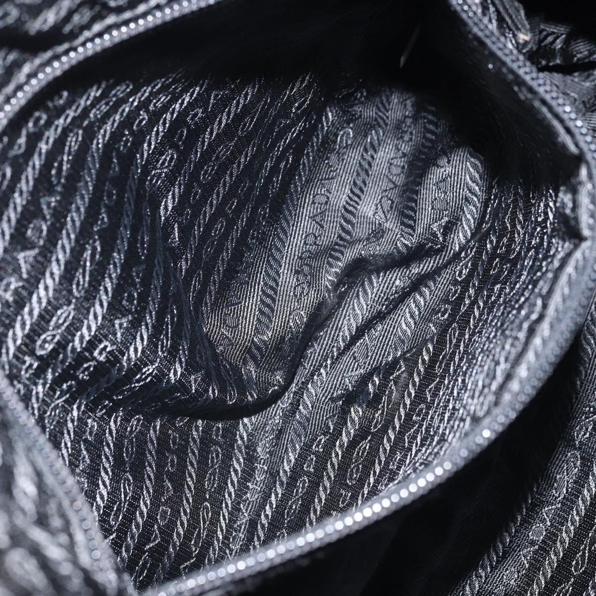 PRADA Shoulder Bag Nylon Black Silver Auth 173868