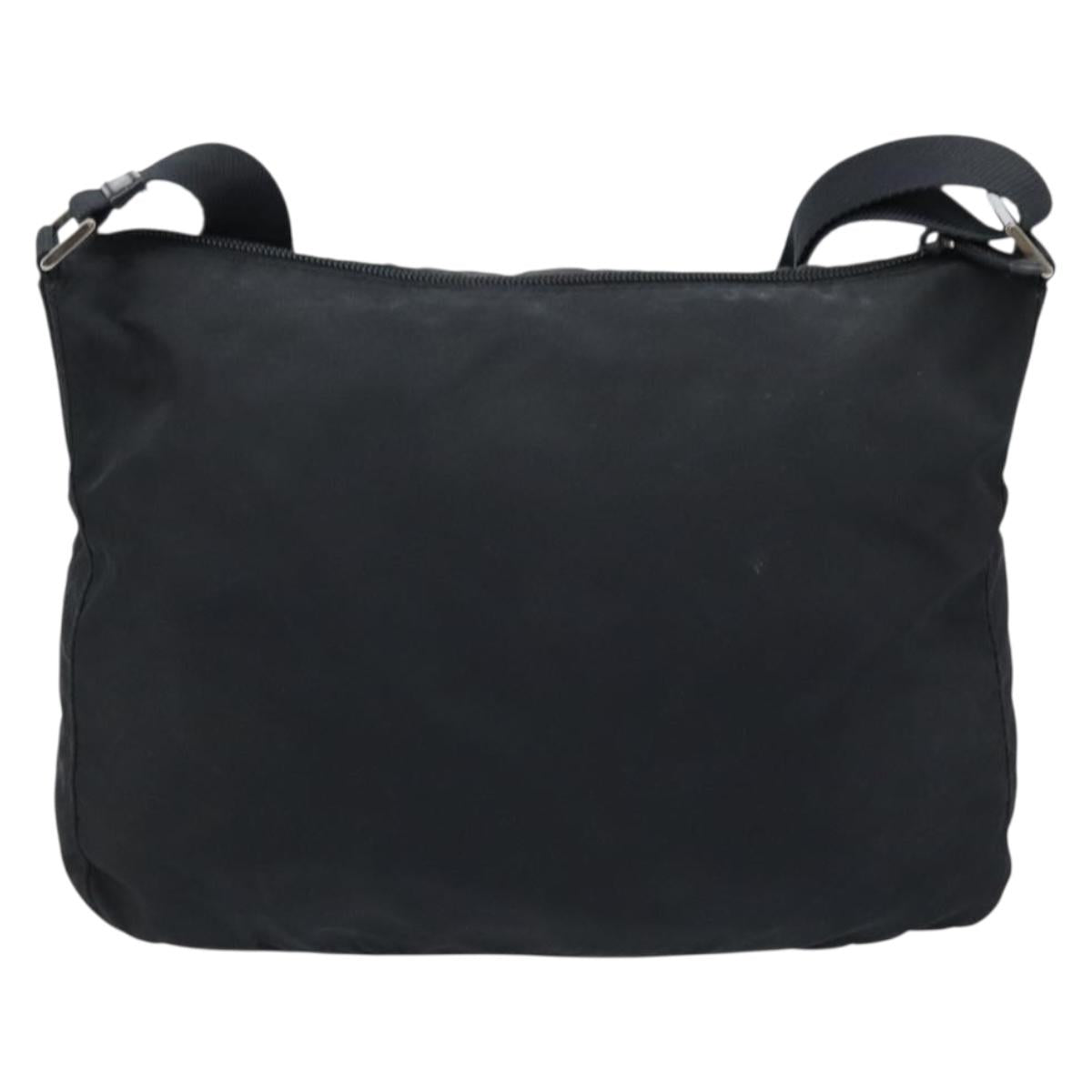 PRADA Shoulder Bag Nylon Black Silver Auth 173868
