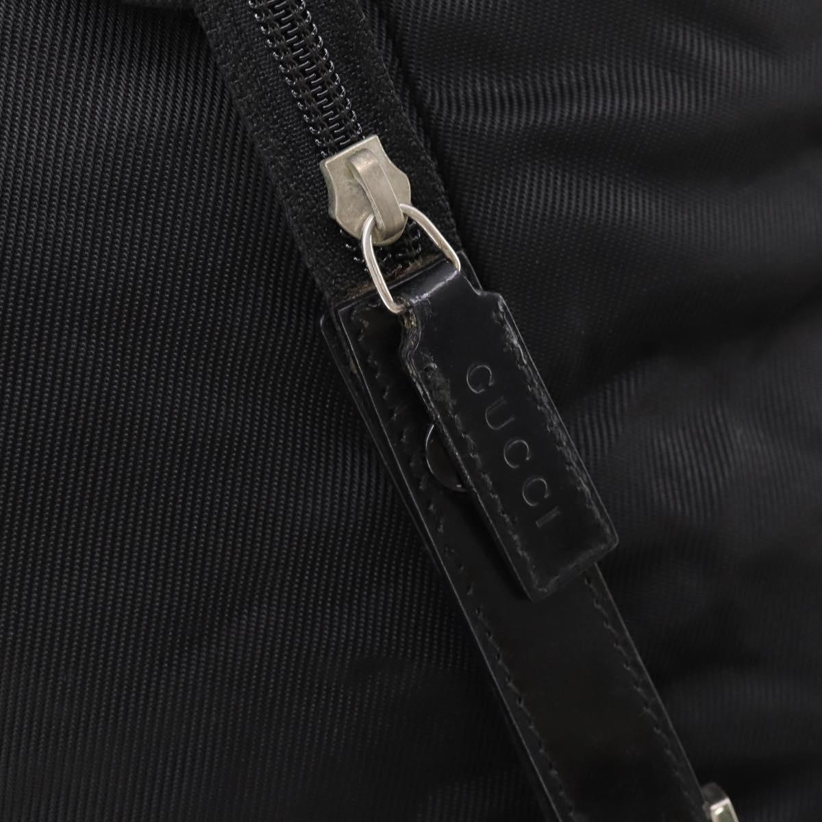 GUCCI Boston Bag Nylon Black Silver 012 0387 Auth 173869