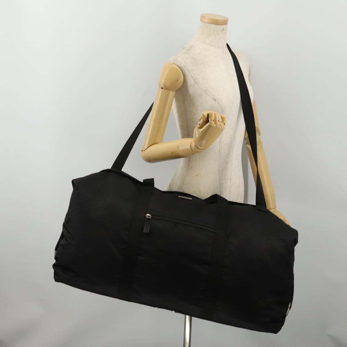 GUCCI Boston Bag Nylon Black Silver 012 0387 Auth 173869