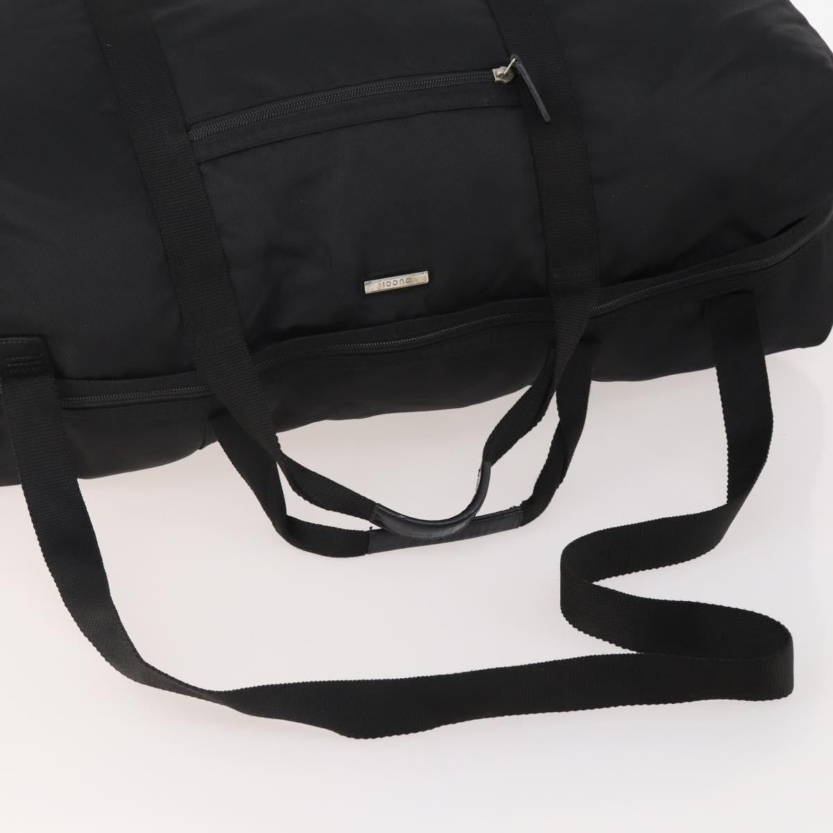 GUCCI Boston Bag Nylon Black Silver 012 0387 Auth 173869