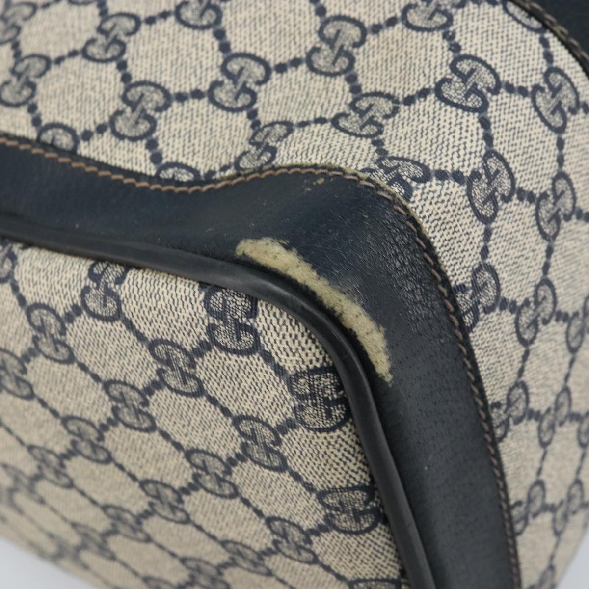 GUCCI GG Supreme Sherry Line Hand Bag PVC Navy Gold Red Auth 173870