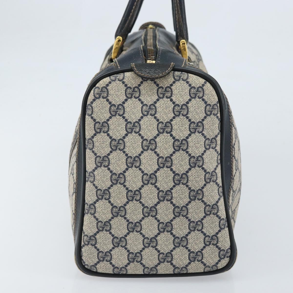 GUCCI GG Supreme Sherry Line Hand Bag PVC Navy Gold Red Auth 173870