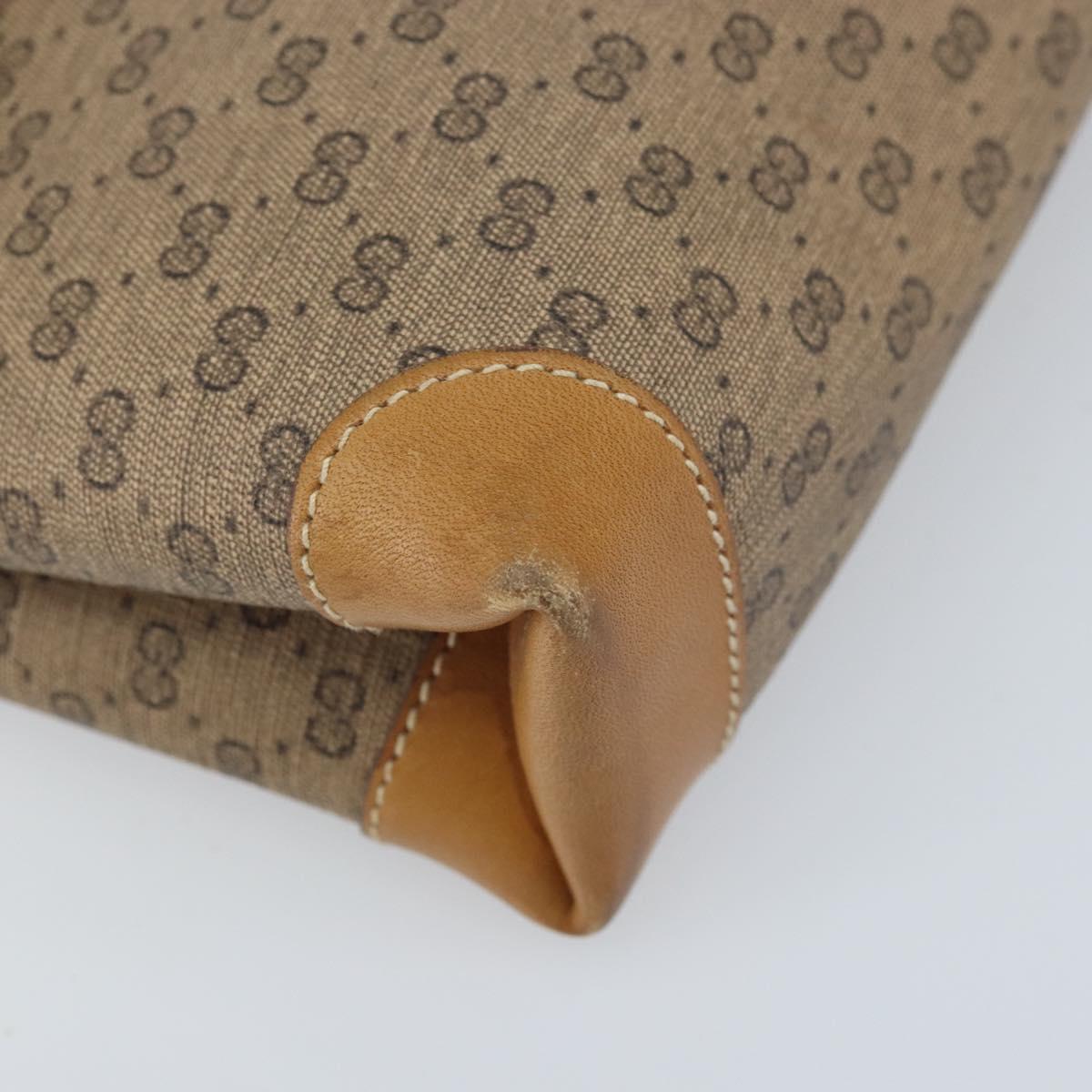 GUCCI Micro GG Supreme Shoulder Bag PVC Beige Gold Auth 173871