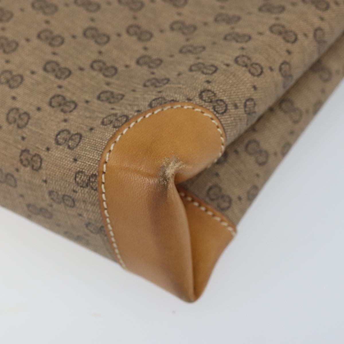 GUCCI Micro GG Supreme Shoulder Bag PVC Beige Gold Auth 173871