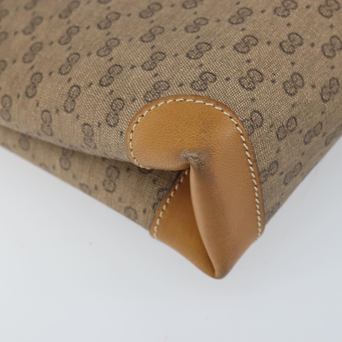 GUCCI Micro GG Supreme Shoulder Bag PVC Beige Gold Auth 173871