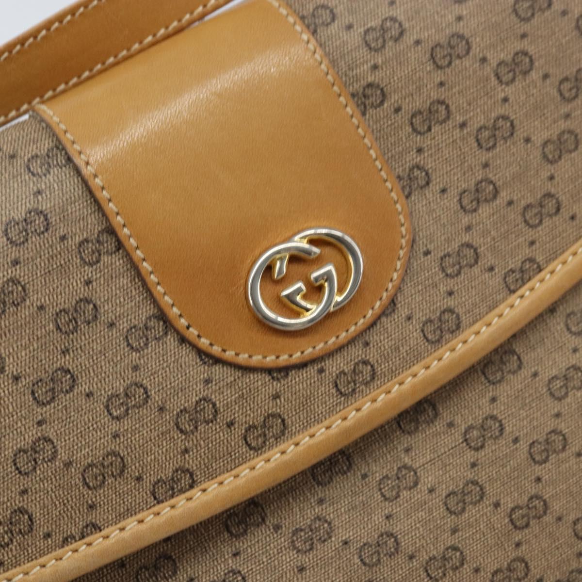 GUCCI Micro GG Supreme Shoulder Bag PVC Beige Gold Auth 173871