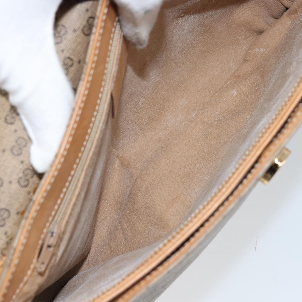GUCCI Micro GG Supreme Shoulder Bag PVC Beige Gold Auth 173871