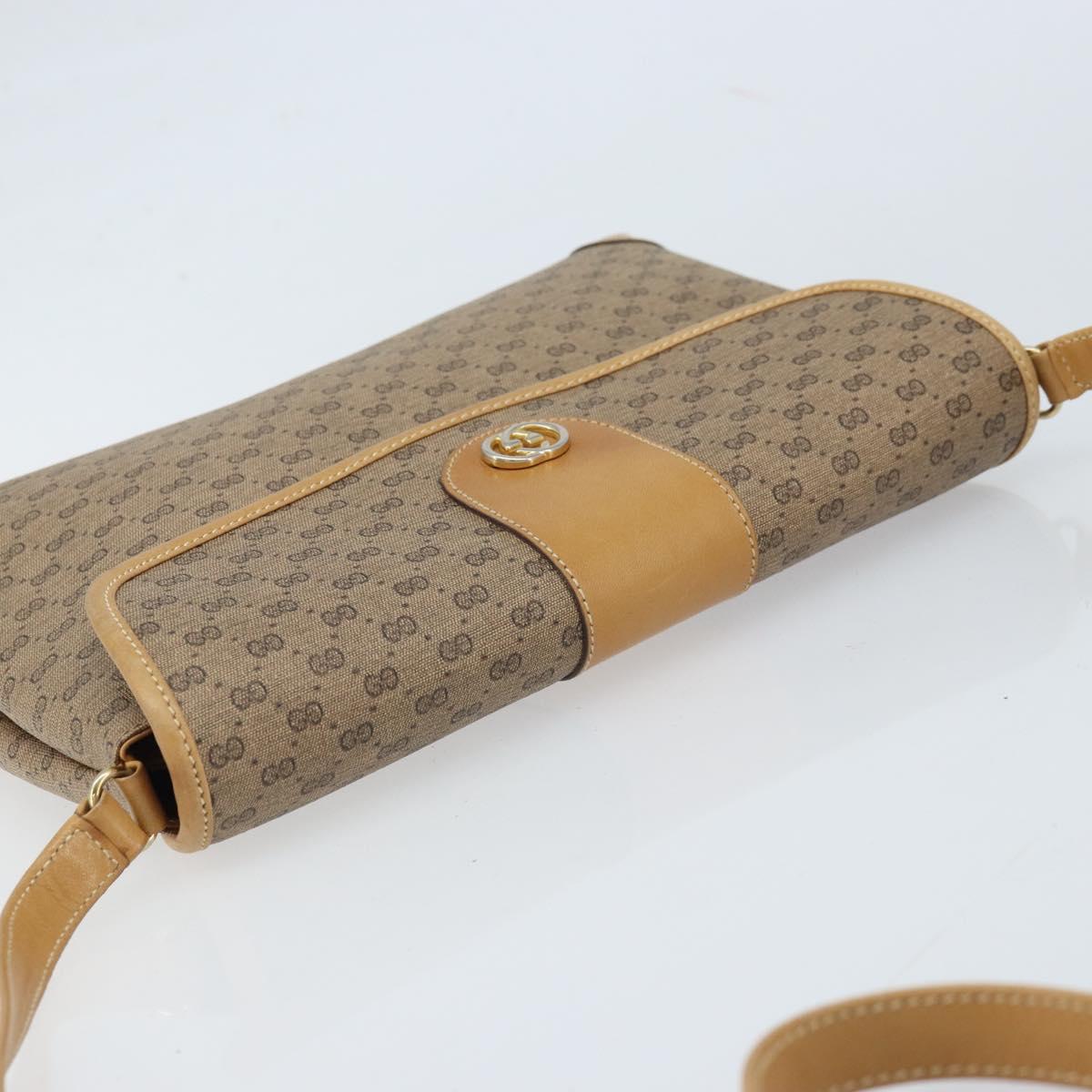 GUCCI Micro GG Supreme Shoulder Bag PVC Beige Gold Auth 173871