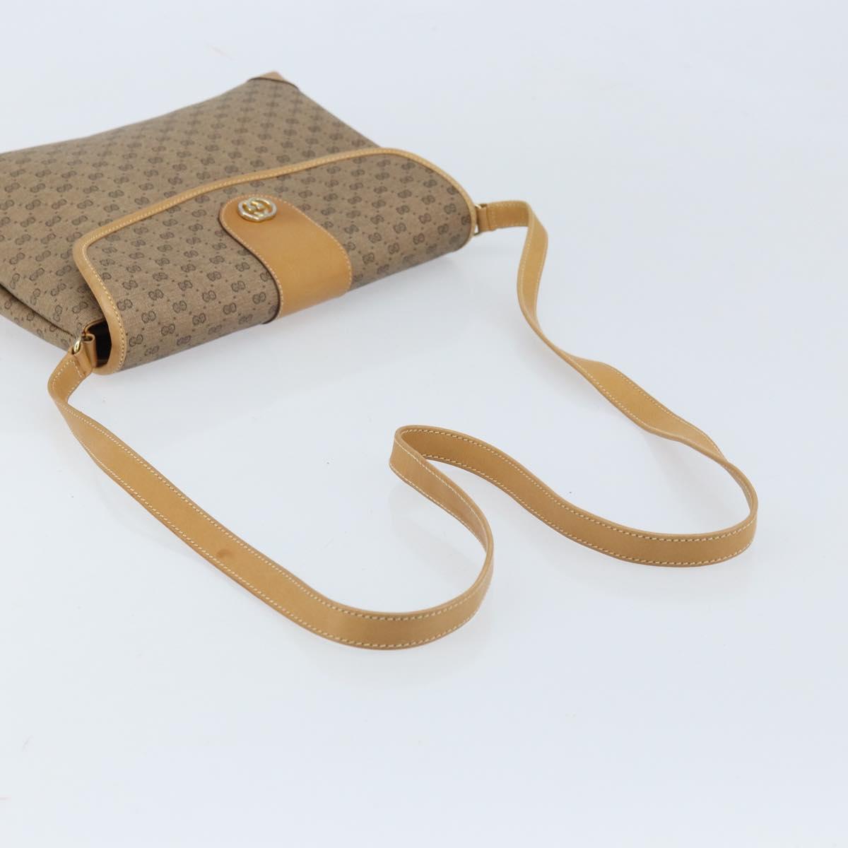 GUCCI Micro GG Supreme Shoulder Bag PVC Beige Gold Auth 173871