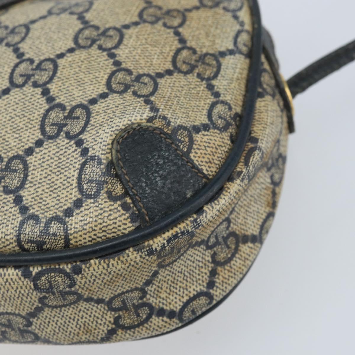GUCCI GG Supreme Sherry Line Shoulder Bag PVC Navy Red 156 02 066 Auth 173872
