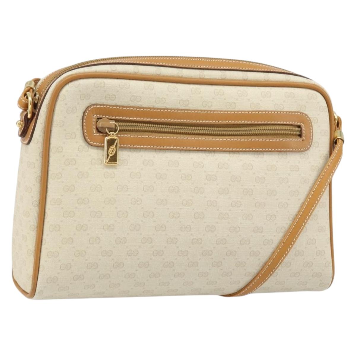GUCCI Micro GG Supreme Shoulder Bag PVC White Gold 007 39 0014 Auth 173875