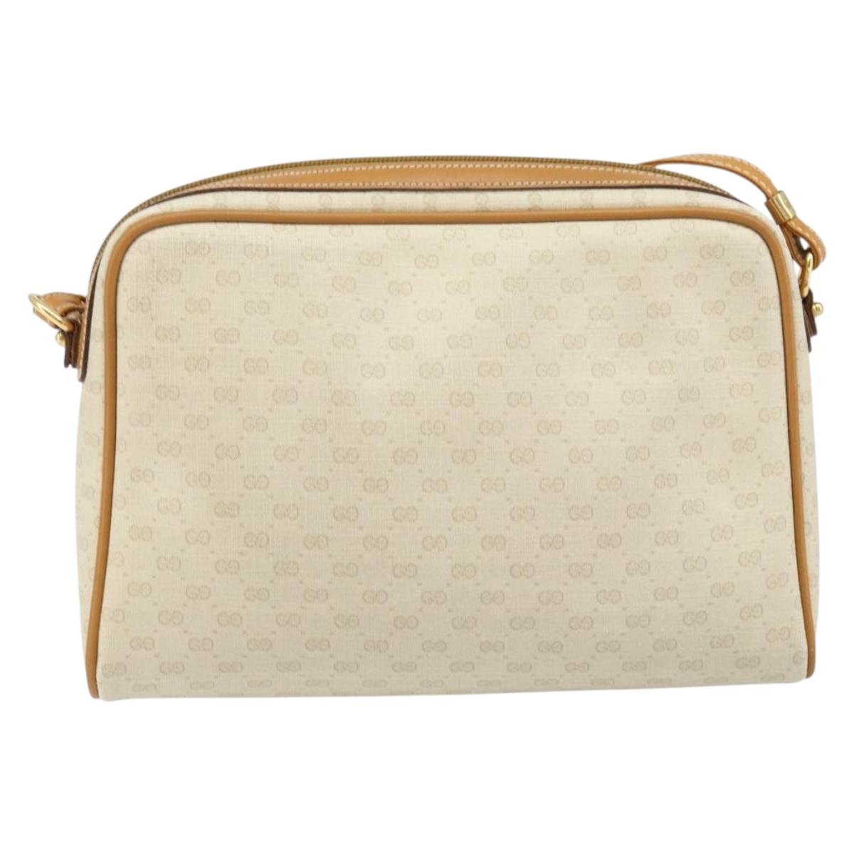 GUCCI Micro GG Supreme Shoulder Bag PVC White Gold 007 39 0014 Auth 173875