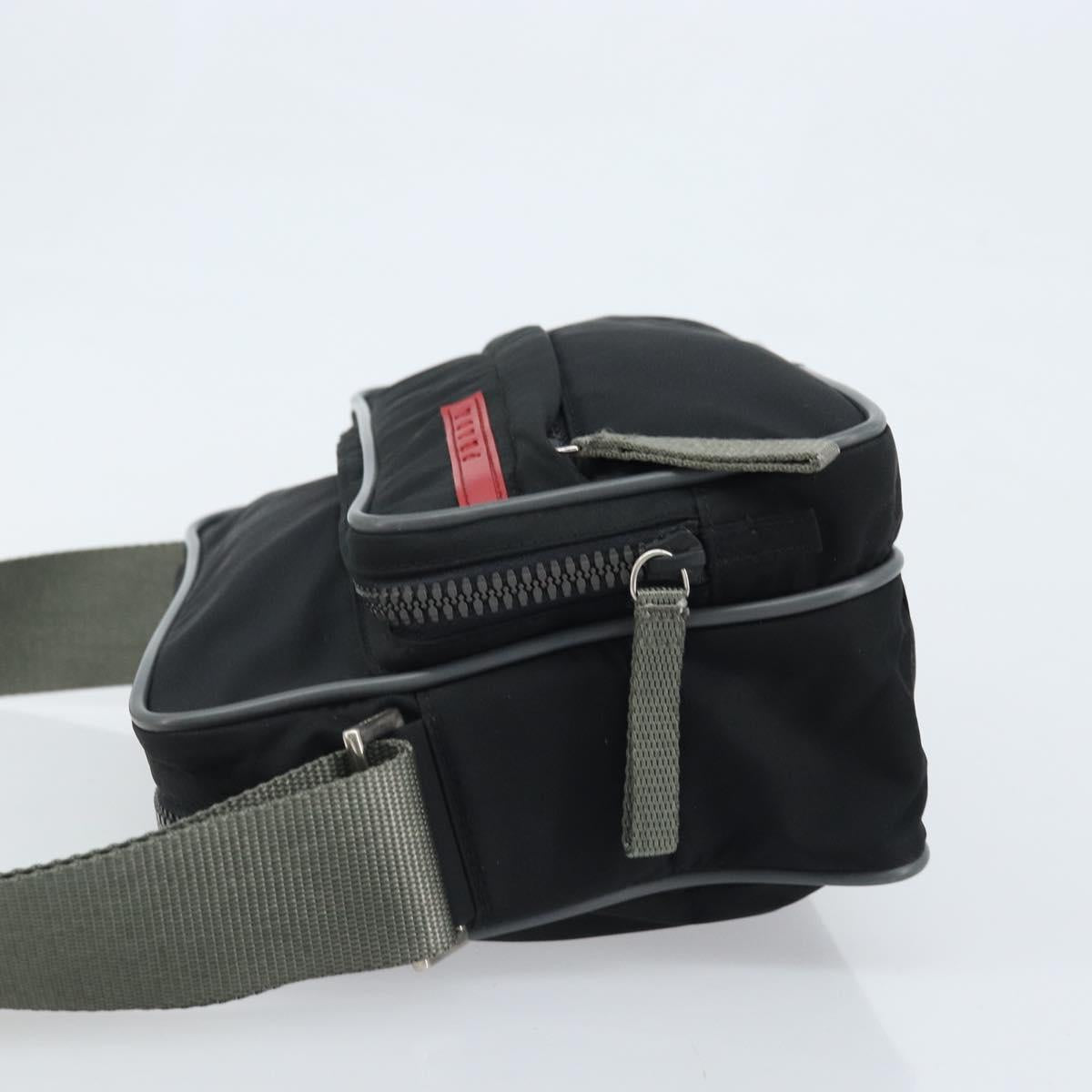 PRADA Sports Shoulder Bag Nylon Black Silver Auth 173877