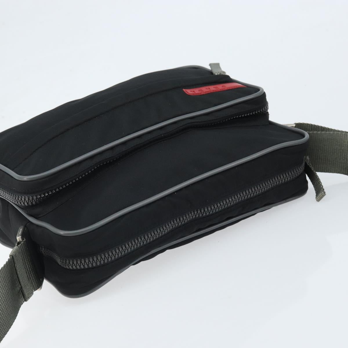 PRADA Sports Shoulder Bag Nylon Black Silver Auth 173877