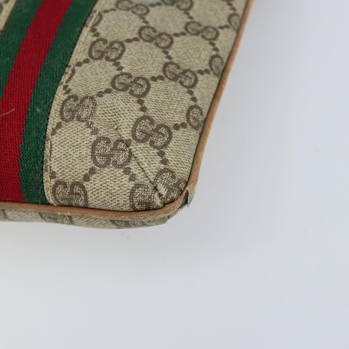 GUCCI GG Supreme Web Sherry Line Tote Bag PVC Beige Gold Auth 173878