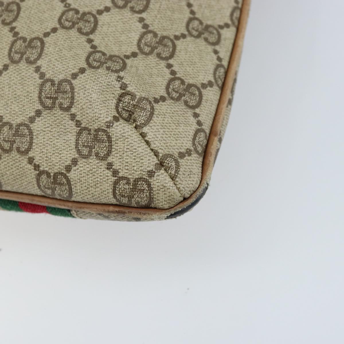 GUCCI GG Supreme Web Sherry Line Tote Bag PVC Beige Gold Auth 173878