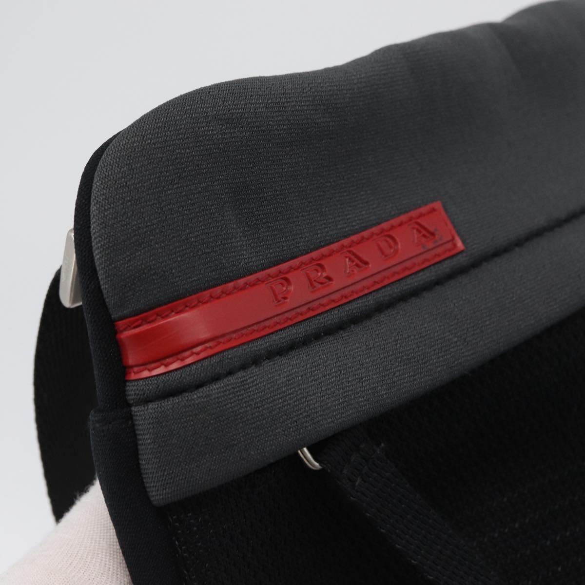 PRADA Sports Shoulder Bag Canvas Black Silver Auth 173881