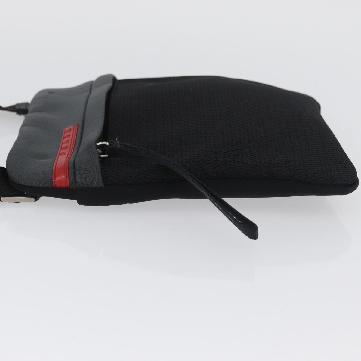 PRADA Sports Shoulder Bag Canvas Black Silver Auth 173881