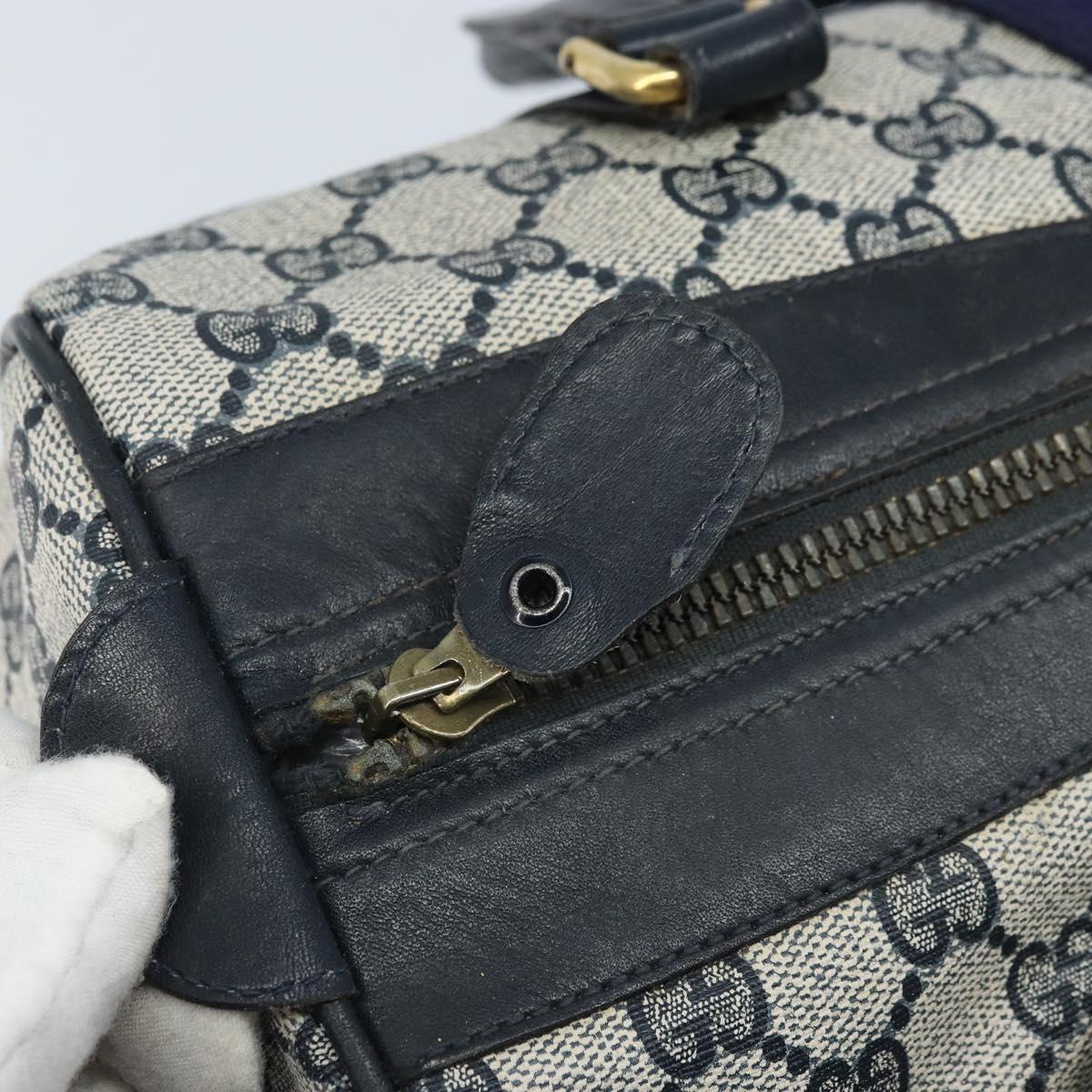GUCCI GG Supreme Sherry Line Hand Bag PVC Navy Red Auth 173883