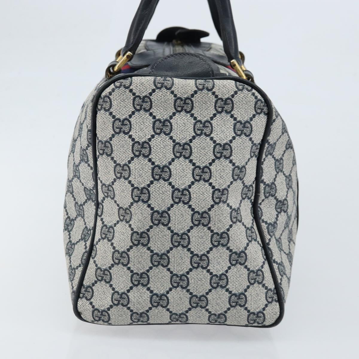 GUCCI GG Supreme Sherry Line Hand Bag PVC Navy Red Auth 173883