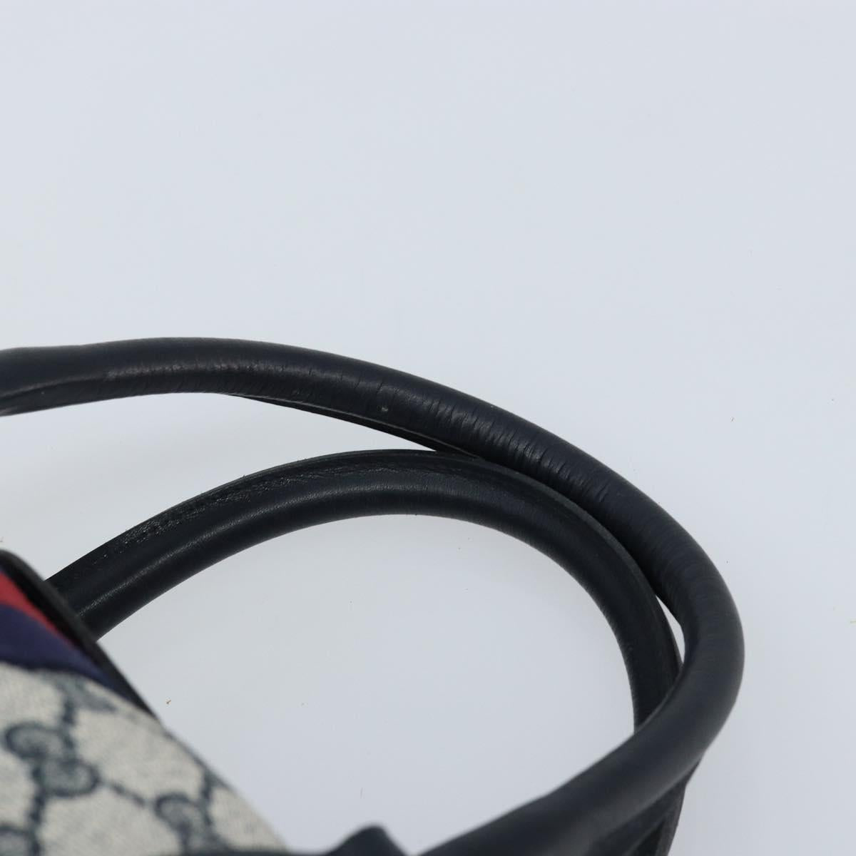 GUCCI GG Supreme Sherry Line Hand Bag PVC Navy Red Auth 173883