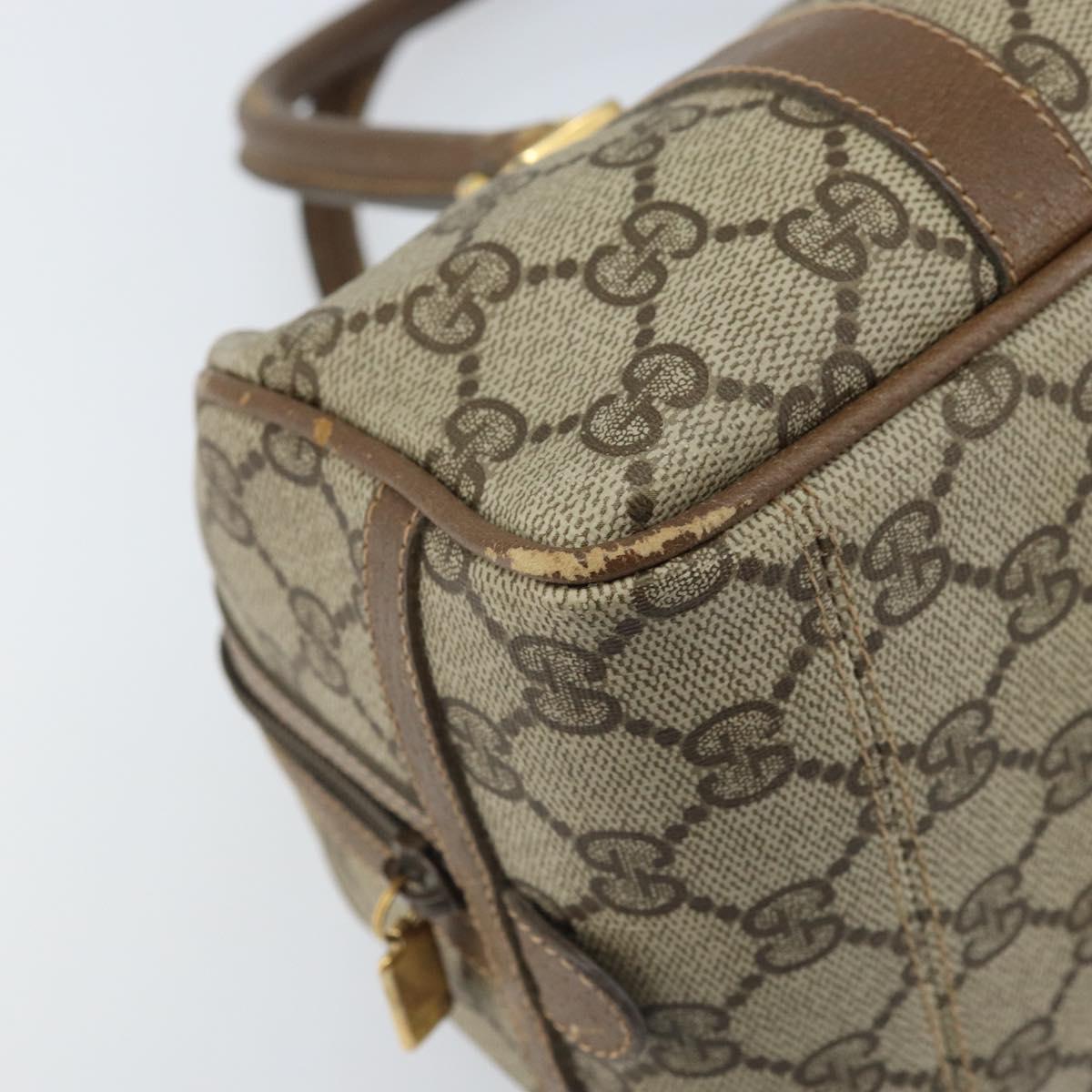 GUCCI GG Supreme Hand Bag PVC Beige Gold Auth 173885