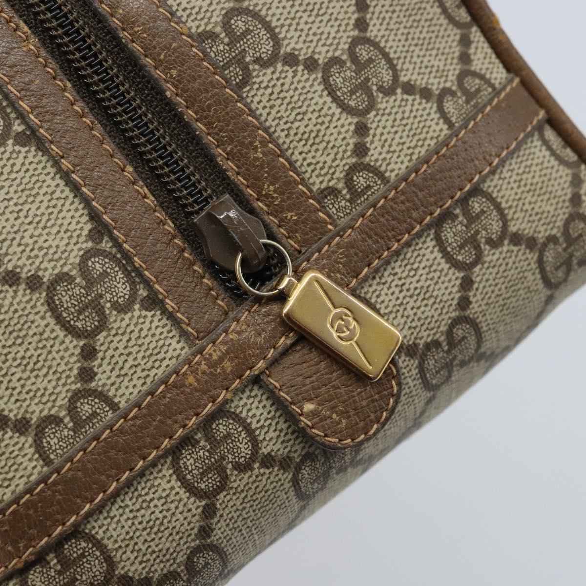 GUCCI GG Supreme Hand Bag PVC Beige Gold Auth 173885