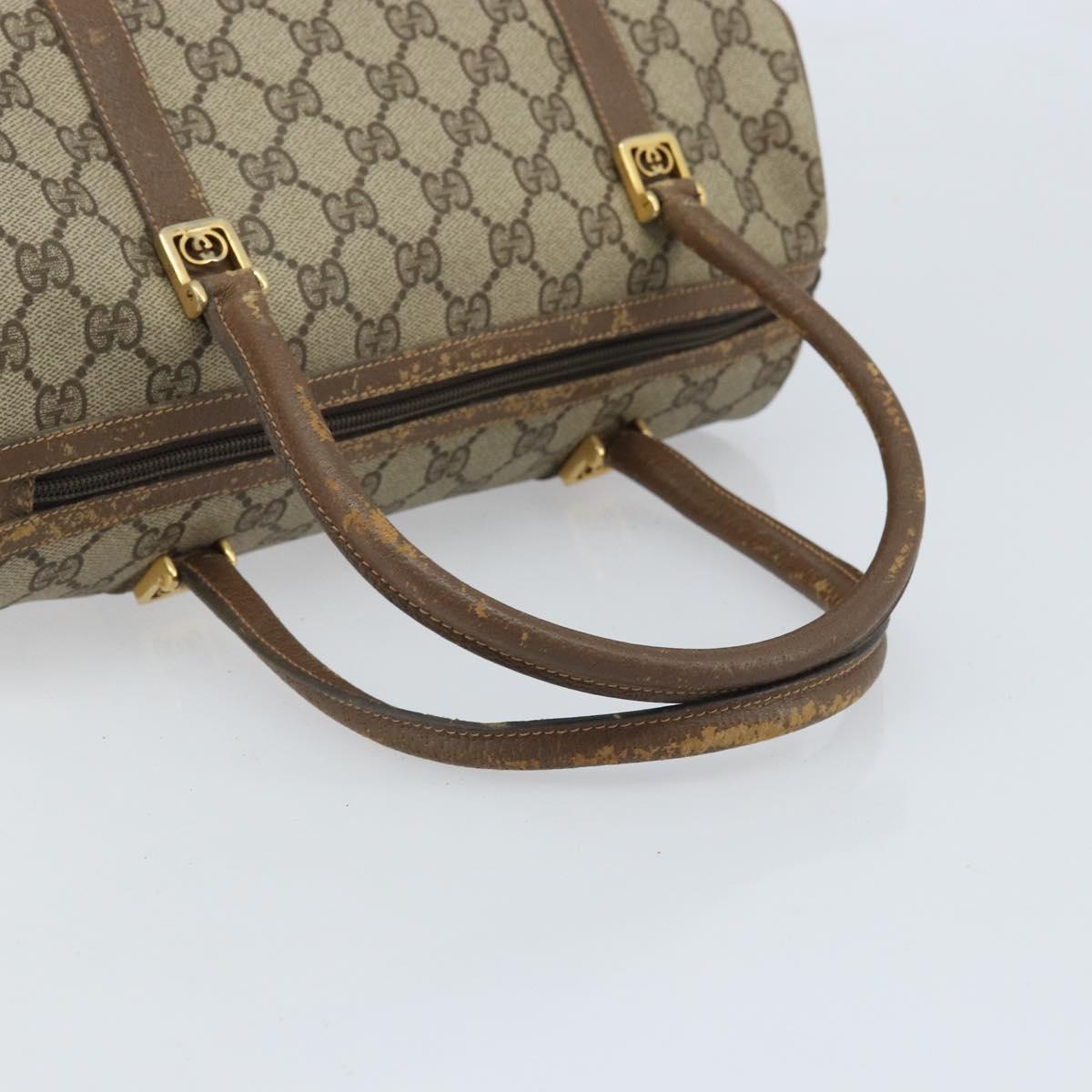 GUCCI GG Supreme Hand Bag PVC Beige Gold Auth 173885