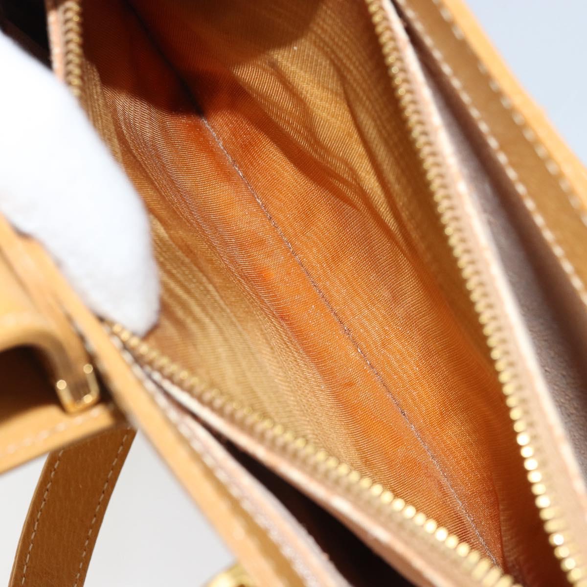 GUCCI Hand Bag Leather 2way Beige Gold Auth 173886